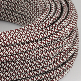 cable electrique couleur fil textile vintage tissu croisillon chanvre et rouge rond coloré luminaire lampe