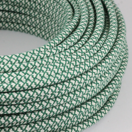 cable electrique couleur fil textile vintage tissu croisillon chanvre et vert rond coloré lampe luminaire