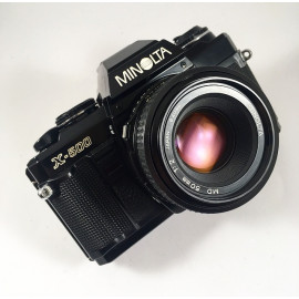 minolta x-500 50mm 2 f2 reflex analog 35mm analog film camera vintage