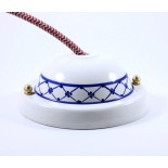 ceiling rose ceramic china 125mm 12,5cm large wide big cable wire blue decor art deco