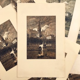 gravure image noir et blanc ancienne ancien stock imprimerie impression lyon vieux lyon 1930 st georges fourvière
