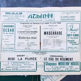 Movie Theater Program Lyon France Antique Vintage Paper Athénée Rouge 1936 1937