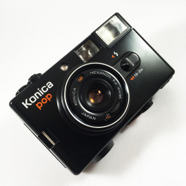 konica pop hexanon 36mm 4 compact point and shoot antique vintage 1982 flash