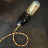 cable electrique fil textile vintage tissu jaune vieil or doré torsadé lampe luminaire
