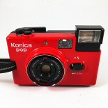 konica pop rouge ancien vintage automatique hexanon 36mm 4 point and shoot flash voile