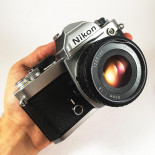 nikon fm chrome reflex analog 50mm nikon lens series e 1.8 135 35mm