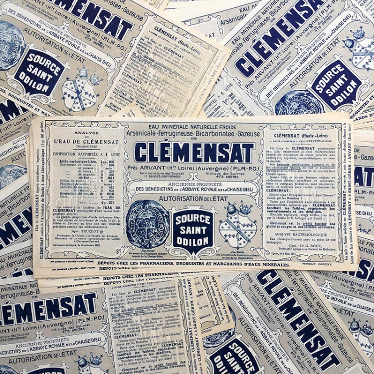 label paper vintage antique saint odillon clemensat mineral water 1930