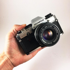 olympus om10 zuiko auto s 50mm 1.8 vintage analog camera reflex