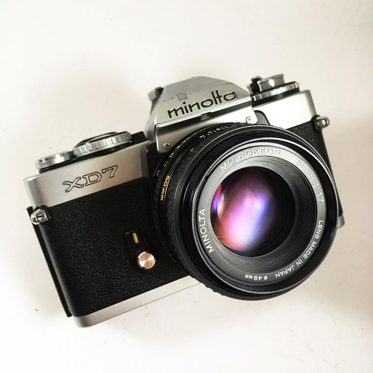 minolta xd7 vintage analog camera reflex 24 36 35mm  rokkor 50mm 1.7
