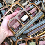 navette triple avec trois bobines fil bois métal atelier tissage soie filature ancien vintage mercerie 1930 1950