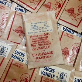 boite vanillé sucre ancien vintage présentoir e.aussage épicerie 1950