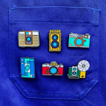 photo analog photography camera collection pin badge enamel accessories les ateliers de marinette metal lyon vintage