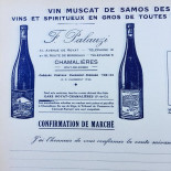 facture papier vin muscat de samos mission africaine palauzi 1930 vigneron