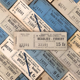 carnet de 100 tickets de bus car papier firminy beaulieu 1930 m flouret loire numéroté individuel numero unique ancien vintage