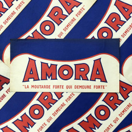 advertising paper cap hat ad promotion tour de france vintage antique 1950 1960 amora mustard