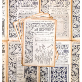 revue broderie illustrée ancien vintage papier magazine couture 1905 illustration fontaine