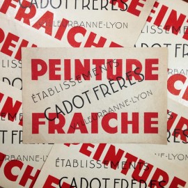 Fresh painting warning cadet frères paper small poster antique vintage printing factory 1960
