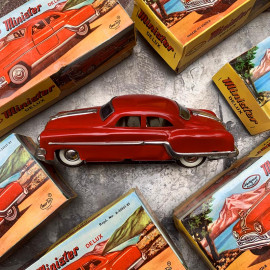 voiture en tôle lithographiée 1950 1960 minister car jouet ancien ancienne amar toy delhi rouge noire