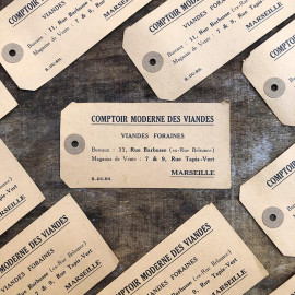 étiquette ancienne papier livraison comptoir viandes foraines marseille abattoir boucherie ancien vintage 1950 1960