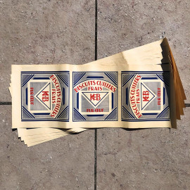 étiquette biscuits cuillers hb cie ancienne décor couvre boite papier 1930 imprimerie imprimeur