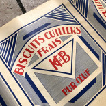 étiquette biscuits cuillers hb cie ancienne décor couvre boite papier 1930 imprimerie imprimeur