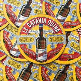 affiche carton publicitaire le batavia quina yssingeaux ancien vintage épicerie 1900 1920 alcool bar bistrot