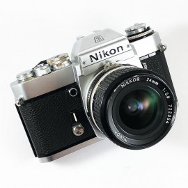 nikon nikkormat el2 EL 2 chrome nikkor lens 24mm 2.8 grand angle reflex argentique 35mm