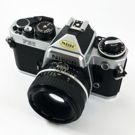 film camera reflex 1983 nikon fe2 chrome nikon nikkor 50mm 1.8 35mm vintage