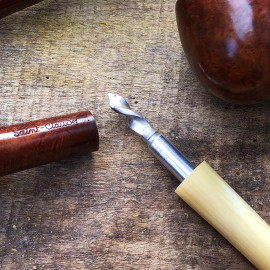 pipe à fumer modèle billiard corne et racine de bruyère 1930 ancien vintage tabac saint claude ancienne