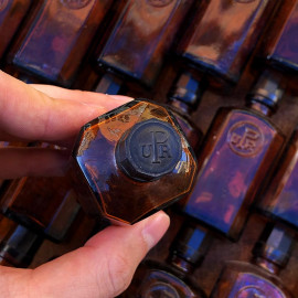 glass little perfume bottle perfumery art deco decor antique old vintage 1930 small glass cap pharmacy upr 45ml brown