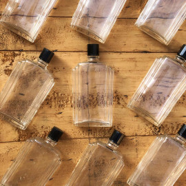 perfume perfumery art deco transparent glass vintage pharmacy bottle jar 1920 1930 french brocante laboratory bakelite cap