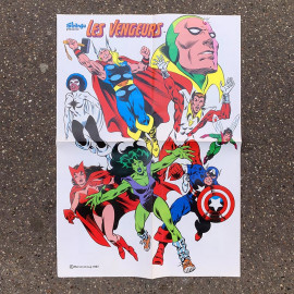 Marvel poster les vengeurs 1987 captain america thor magazine france strange lug illustration illustrated paper wall