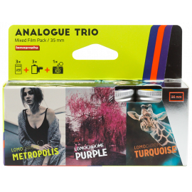 Pack 3 lomography lomo argentique film analogue trio 100 400 iso color negative couleur lomochrome metropolis purple turquoise