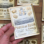 étiquette punch au rhum ancien vintage alcool distillerie imprimerie collection 1890 1900 comoz chambery savoie