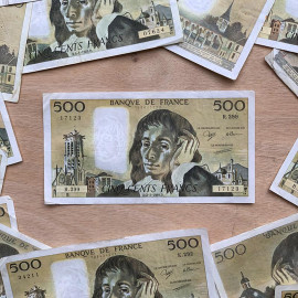 old bill 500 francs pascal blaise france french bank note collection vintage illustration serge gainsbourg