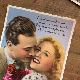 carte postale ancienne vintage photo couple amour amoureux fantaisie 1900 1910 1920 1930 couleur CP CPA france