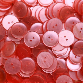 plastic pink transparent curved button vintage pants 1970 1980 french haberdashery old 2 holes 22mm