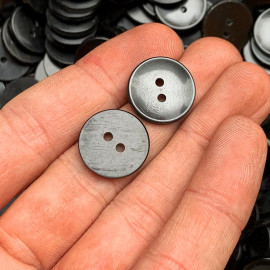 plastic grey transparent curved button vintage 1970 1980 french haberdashery old 2 holes 18mm