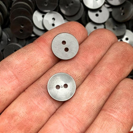 plastic grey transparent curved button vintage 1970 1980 french haberdashery old 2 holes 14mm