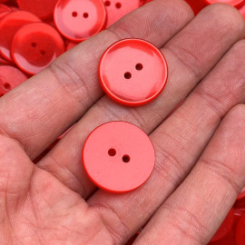 plastic red transparent curved button vintage pants 1970 1980 french haberdashery old 2 holes 22mm