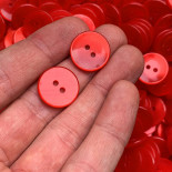 plastic red transparent curved button vintage pants 1970 1980 french haberdashery old 2 holes 18mm