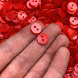 plastic red transparent curved button vintage pants 1970 1980 french haberdashery old 2 holes 11mm