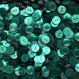 plastic green transparent curved button vintage 1970 1980 french haberdashery old 2 holes 14mm