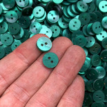 plastic green transparent curved button vintage 1970 1980 french haberdashery old 2 holes 11mm