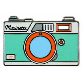 pin's photo télémétrique bleu émaillé émail design appareil photo accessoires vintage les ateliers de marinette