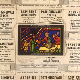 carte de pesée ancienne vintage les corporations église les batisseurs 1960 pharmacie aspirine rhone