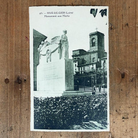 carte postale ancienne vintage photo rive de gier village ville 1923 1920 1930 CP CPA france monument aux morts
