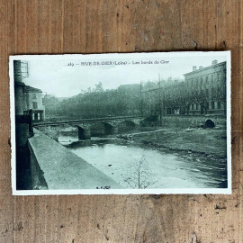 antique vintage postcard old collection french france rive de gier village photograhy 1910 1920 1930 river