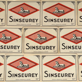 sinseurey egypt sphinx antique wine label paper antique vintage alcool bar printing factory 1920 1900