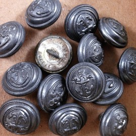 french button metal marine military army antique vintage haberdashery 1930 15mm